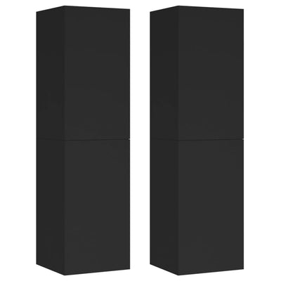 TV-tasot 2 kpl musta 30,5x30x110 cm tekninen puu