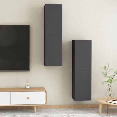 TV-tasot 2 kpl harmaa 30,5x30x110 cm tekninen puu