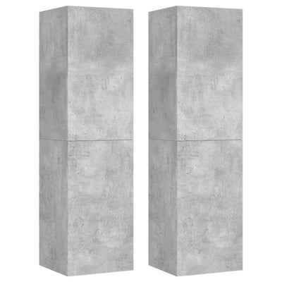 TV-tasot 2 kpl betoninharmaa 30,5x30x110 cm tekninen puu