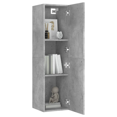TV-tasot 2 kpl betoninharmaa 30,5x30x110 cm tekninen puu