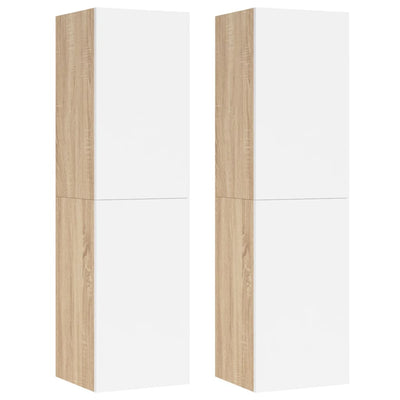 TV-tasot 2 kpl valkoinen/Sonoma 30,5x30x110 cm tekninen puu