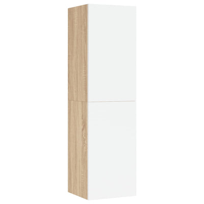 TV-tasot 2 kpl valkoinen/Sonoma 30,5x30x110 cm tekninen puu