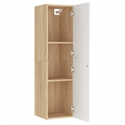 TV-tasot 2 kpl valkoinen/Sonoma 30,5x30x110 cm tekninen puu