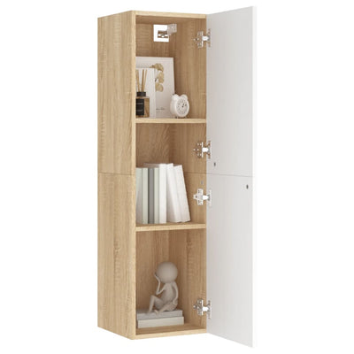 TV-tasot 2 kpl valkoinen/Sonoma 30,5x30x110 cm tekninen puu