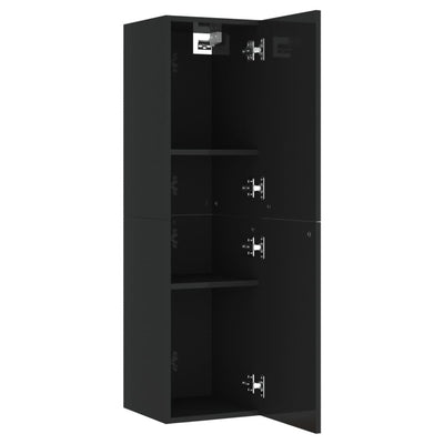 TV-tasot 2 kpl korkeakiilto musta 30,5x30x110 cm tekninen puu