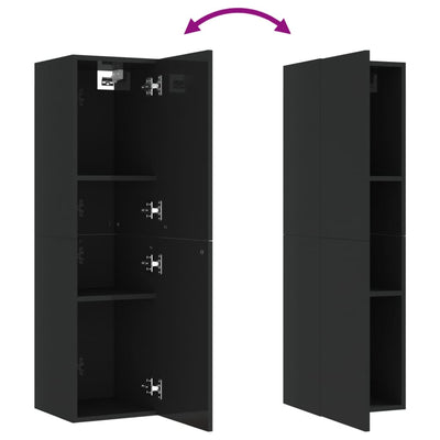 TV-tasot 2 kpl korkeakiilto musta 30,5x30x110 cm tekninen puu