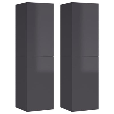 TV-tasot 2 kpl korkeakiilto harmaa 30,5x30x110 cm tekninen puu