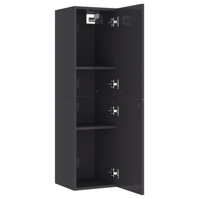 TV-tasot 2 kpl korkeakiilto harmaa 30,5x30x110 cm tekninen puu