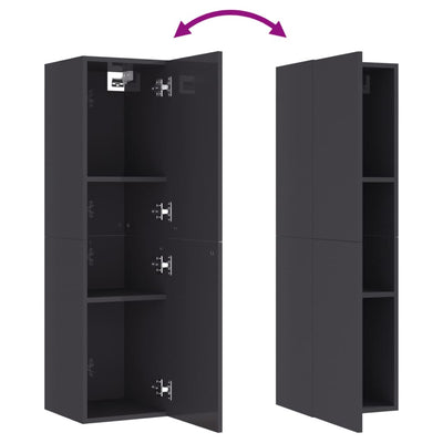 TV-tasot 2 kpl korkeakiilto harmaa 30,5x30x110 cm tekninen puu