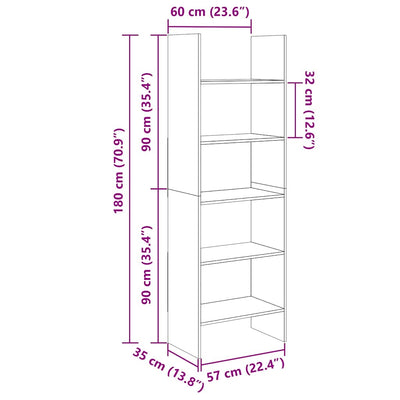 Sonoma tammi kirjahylly Stiriana 60x35x180cm (puinen)