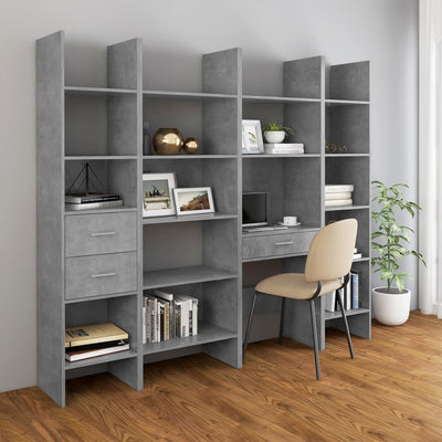 Kirjahylly betoninharmaa 60x35x180 cm tekninen puu