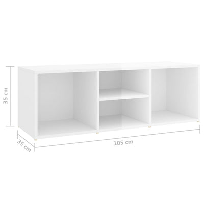 Kenkien säilytyspenkki korkeakiilto valk. 105x35x35cm lastulevy