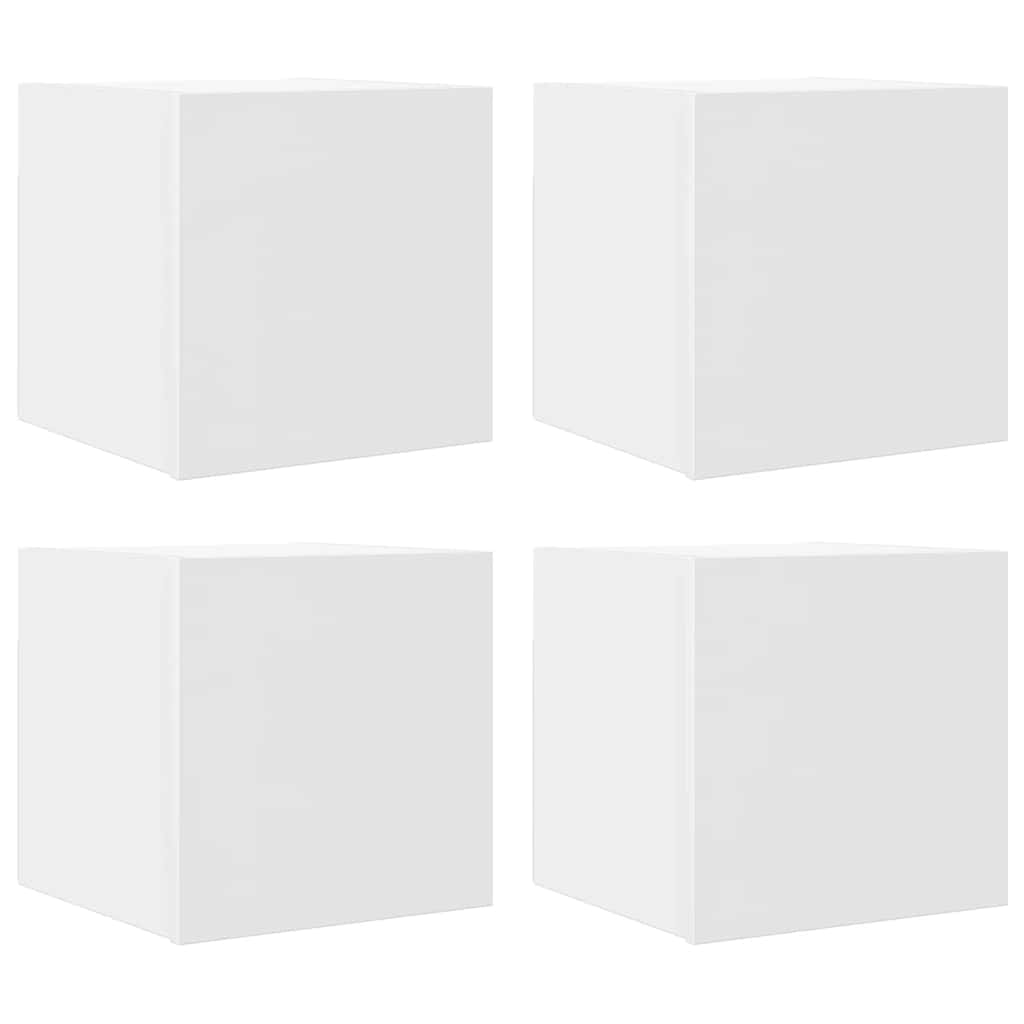 Seinäkiinnitettävä TV-taso 4 kpl valkoinen 30,5x30x30 cm