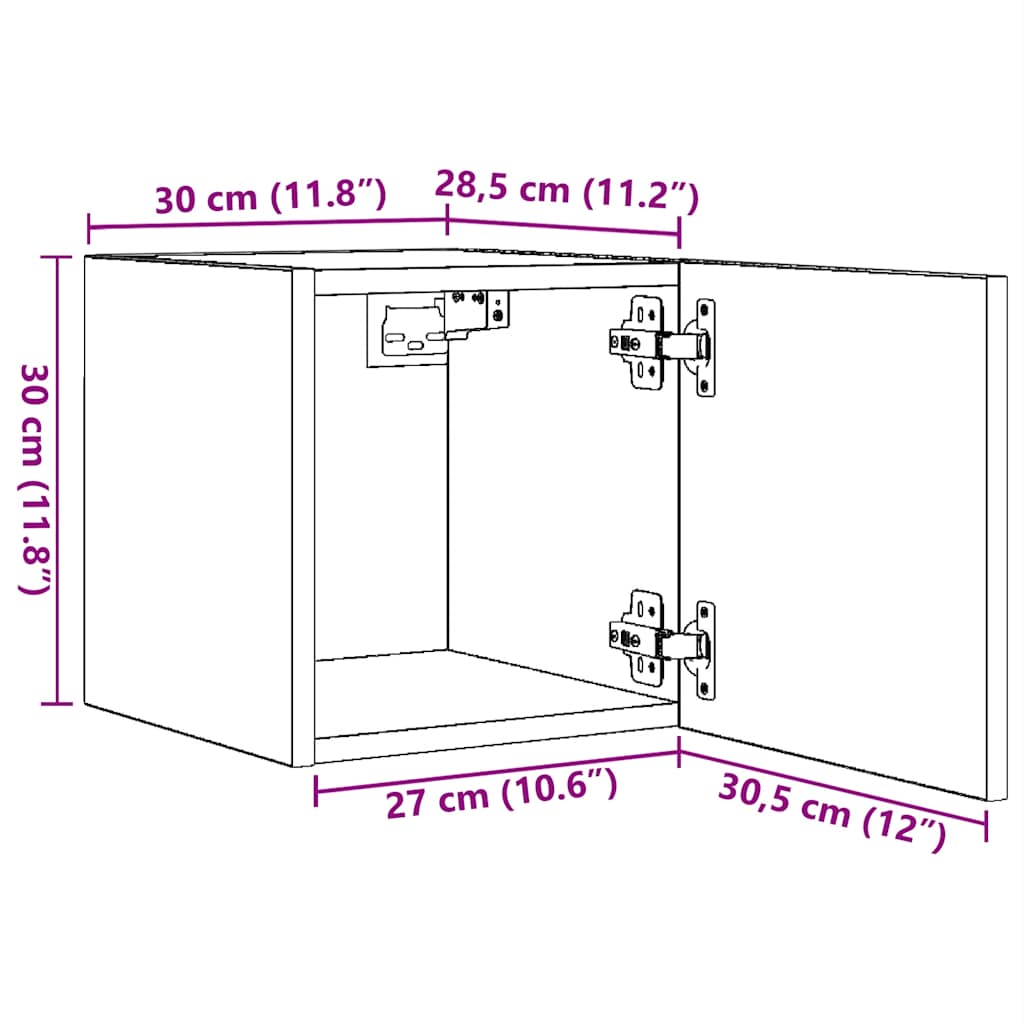 Seinäkiinnitettävä TV-taso 4 kpl valkoinen 30,5x30x30 cm