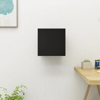 Seinäkiinnitettävä TV-taso musta 30,5x30x30 cm