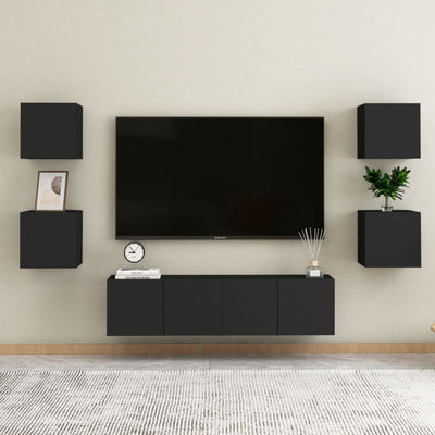 Seinäkiinnitettävät TV-tasot 2 kpl musta 30,5x30x30cm