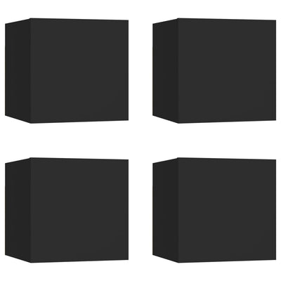 Seinäkiinnitettävä TV-taso 4 kpl musta 30,5x30x30 cm