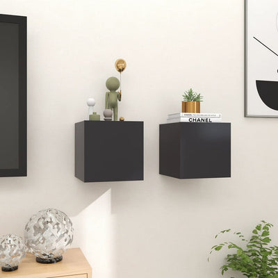 Seinäkiinnitettävät TV-tasot 2 kpl harmaa 30,5x30x30 cm