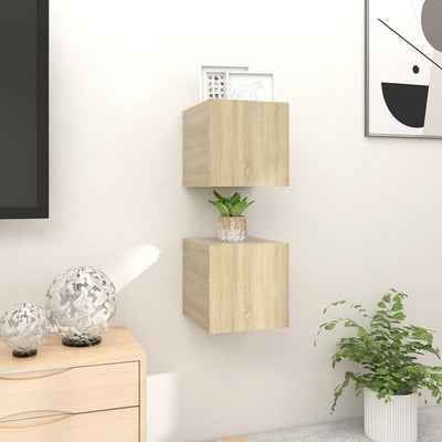 Seinäkiinnitettävät TV-tasot 2 kpl Sonoma-tammi 30,5x30x30 cm