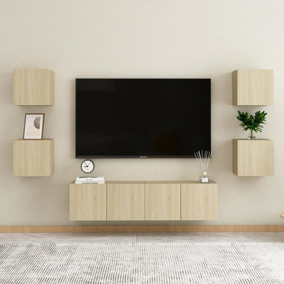Seinäkiinnitettävät TV-tasot 2 kpl Sonoma-tammi 30,5x30x30 cm
