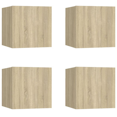 Seinäkiinnitettävä TV-taso 4 kpl Sonoma-tammi 30,5x30x30 cm