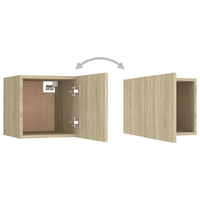Seinäkiinnitettävä TV-taso 4 kpl Sonoma-tammi 30,5x30x30 cm