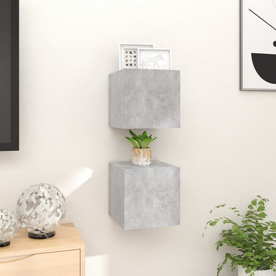 Seinäkiinnitettävät TV-tasot 2 kpl betoninharmaa 30,5x30x30 cm