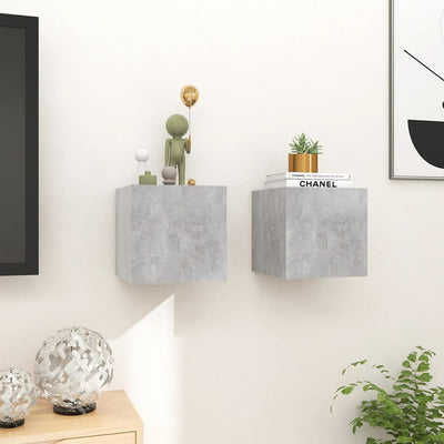 Seinäkiinnitettävät TV-tasot 2 kpl betoninharmaa 30,5x30x30 cm