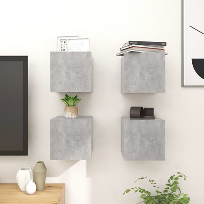 Seinäkiinnitettävä TV-taso 4 kpl betoninharmaa 30,5x30x30 cm