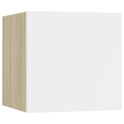 Seinäkiinnitettävä TV-taso 4 kpl valkoinen/tammi 30,5x30x30 cm