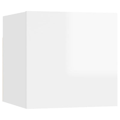 Seinäkiinnitettävät TV-tasot 2kpl kork.kiilto valk 30,5x30x30cm