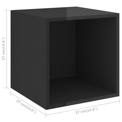 Seinäkaapit 2 kpl korkeakiilto musta 37x37x37 cm tekninen puu