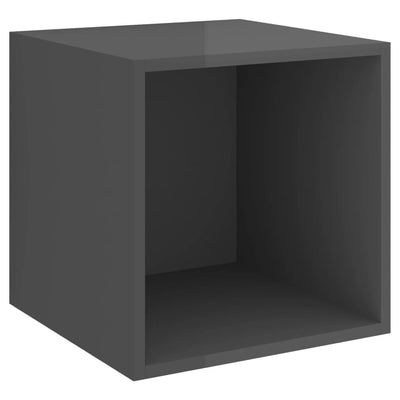 Seinäkaapit 2 kpl korkeakiilto harmaa 37x37x37 cm tekninen puu