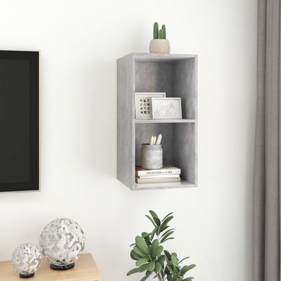 Seinäkiinnitettävä TV-taso betoninharm 37x37x72 cm tekninen puu