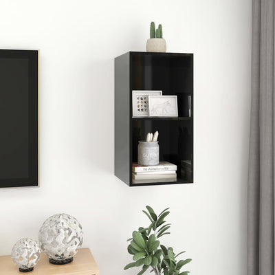 Seinäkiinnitettävä TV-taso kk. musta 37x37x72 cm tekninen puu