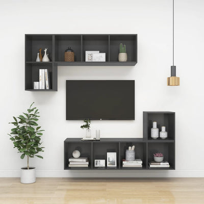 Seinäkiinnitettävä TV-taso harmaa 37x37x107 cm tekninen puu
