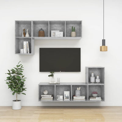 Seinäkiinnitettävä TV-taso harmaa 37x37x107 cm tekninen puu