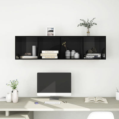 Seinäkiinnitettävä TV-taso musta 37x37x142,5 cm tekninen puu