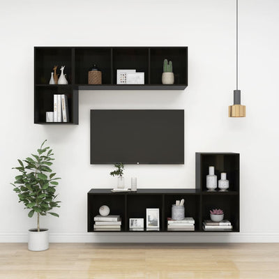 Seinäkiinnitettävä TV-taso musta 37x37x142,5 cm tekninen puu