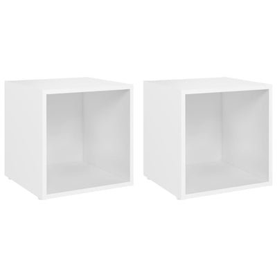 TV-tasot 2 kpl valkoinen 37x35x37 cm tekninen puu