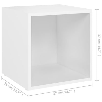 TV-tasot 2 kpl valkoinen 37x35x37 cm tekninen puu