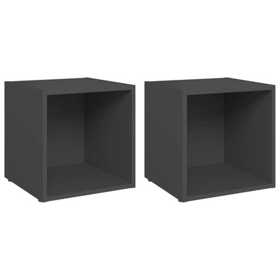 TV-tasot 2 kpl harmaa 37x35x37 cm tekninen puu