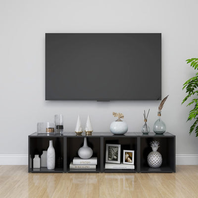 TV-tasot 2 kpl harmaa 37x35x37 cm tekninen puu