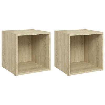 TV-tasot 2 kpl Sonoma-tammi 37x35x37 cm tekninen puu