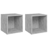 TV-tasot 2 kpl betoninharmaa 37x35x37 cm tekninen puu
