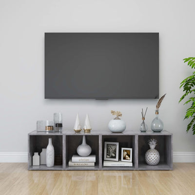 TV-tasot 2 kpl betoninharmaa 37x35x37 cm tekninen puu