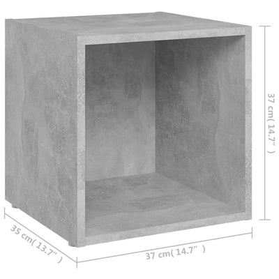 TV-tasot 2 kpl betoninharmaa 37x35x37 cm tekninen puu