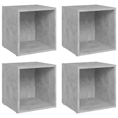 TV-tasot 4 kpl betoninharmaa 37x35x37 cm tekninen puu