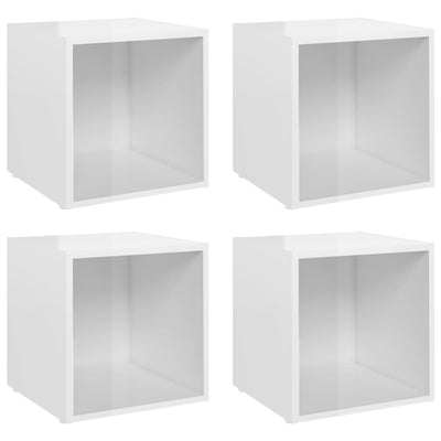TV-tasot 4 kpl korkeakiilto valkoinen 37x35x37 cm tekninen puu