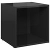 TV-tasot 2 kpl korkeakiilto musta 37x35x37 cm tekninen puu